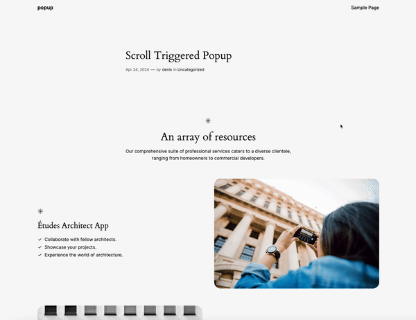 Video for presentation CocoPopup scroller trigger extension