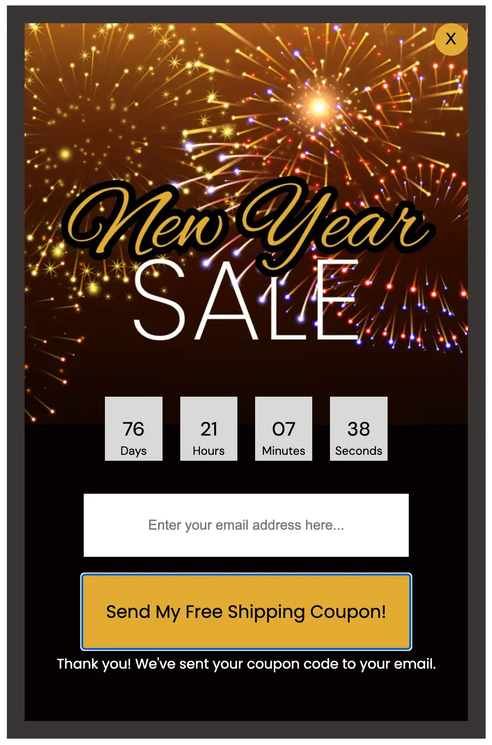 new year sale popup success
