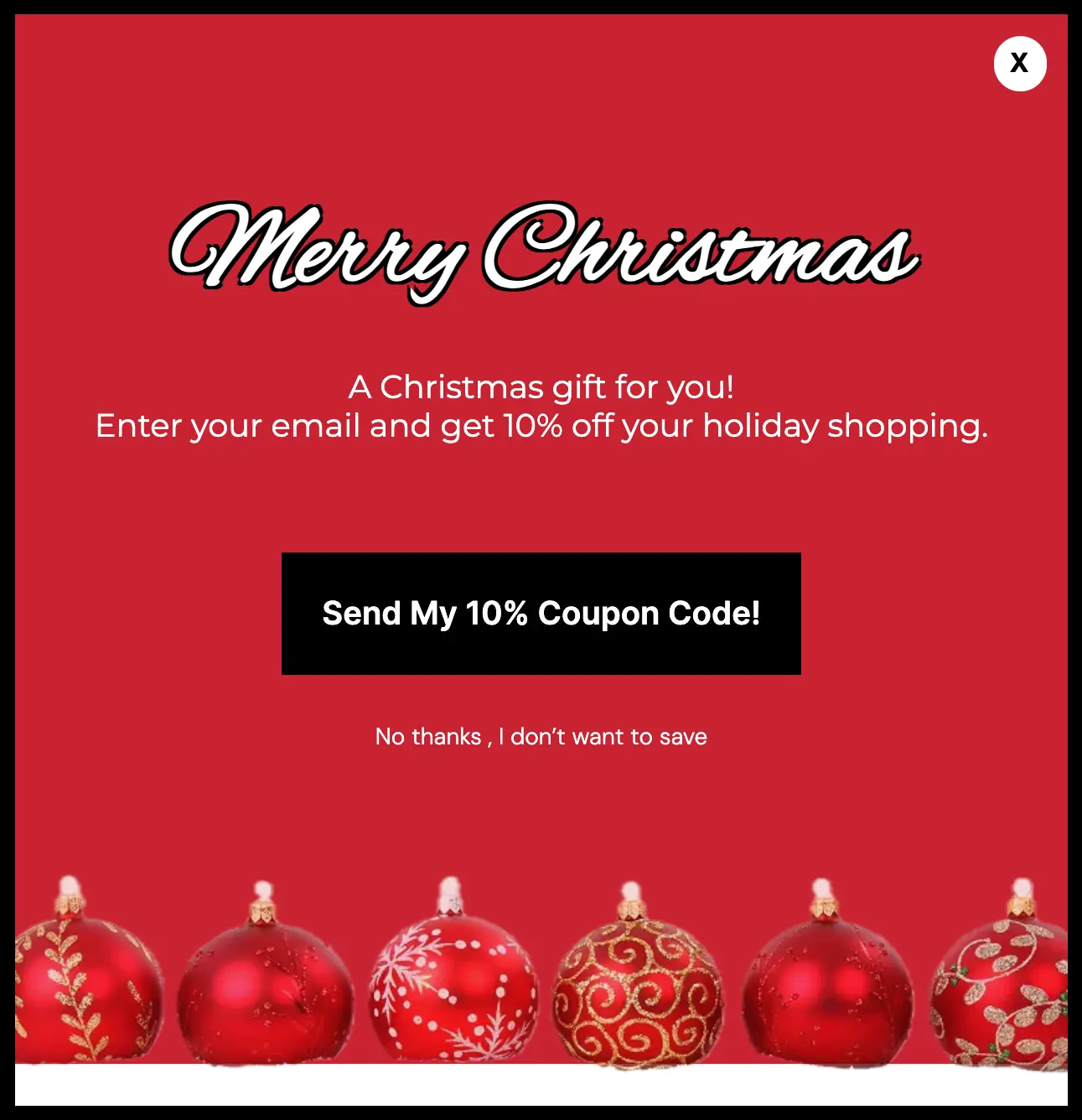 popup christmas coupon