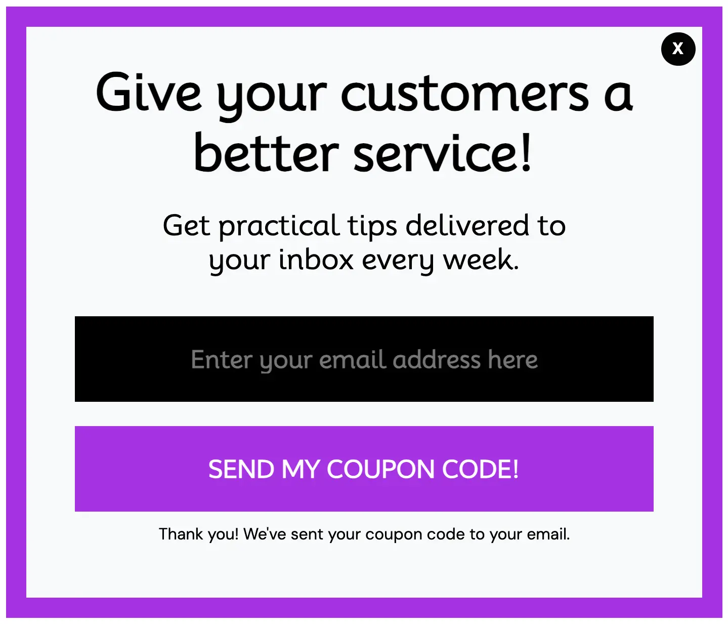Easy popup purple success